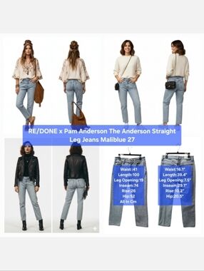 RE/DONE x Pam Anderson The Anderson Straight Leg Jeans Maliblue Size 27-28